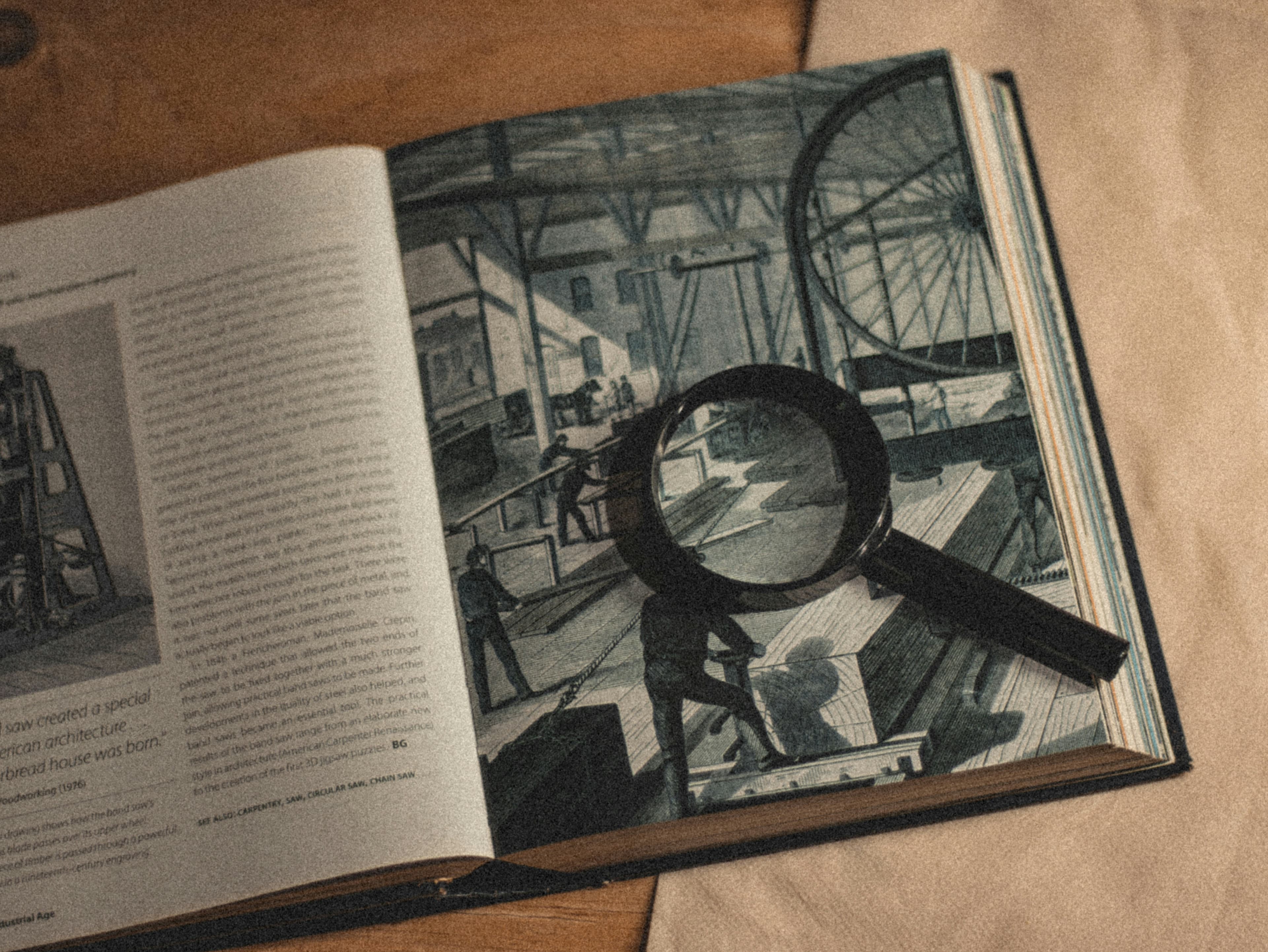 Magnifying glass examining evidence in an investigation case file